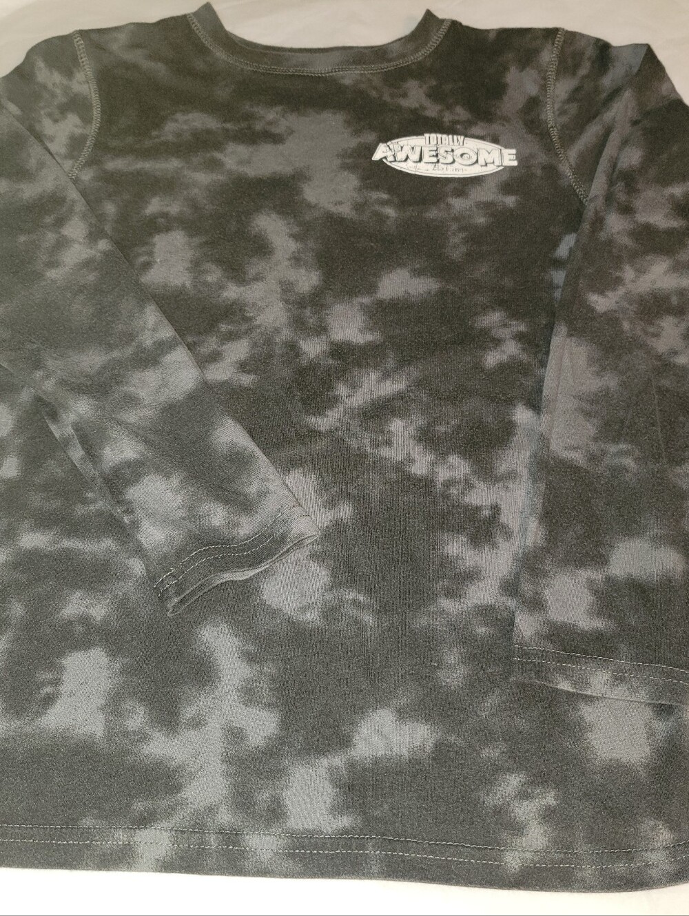 Boy's Black & Gray Tie-Dye Crewneck Long Sleeve Tee Shirt